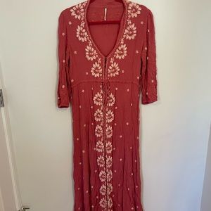 Free people embroidered fable midi dress